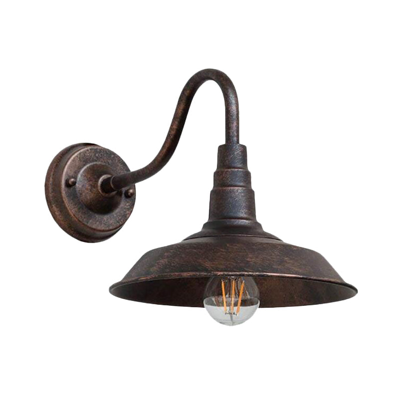 1 Pære Jern Vegglampe Rustikk Svart Finish Låve Nattbord Vegglys med Gåsehals Arm | Luvikno