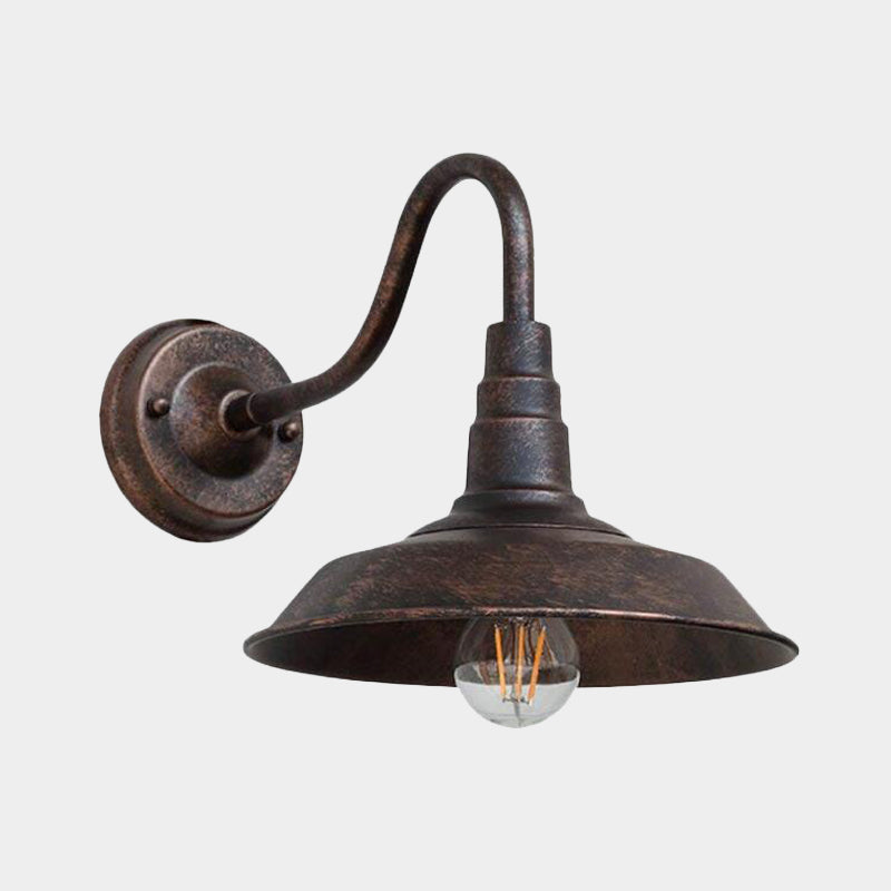 1 Pære Jern Vegglampe Rustikk Svart Finish Låve Nattbord Vegglys med Gåsehals Arm | Luvikno