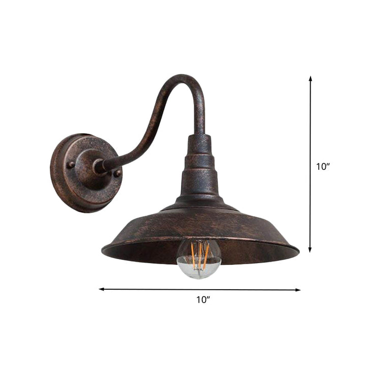 1 Pære Jern Vegglampe Rustikk Svart Finish Låve Nattbord Vegglys med Gåsehals Arm | Luvikno