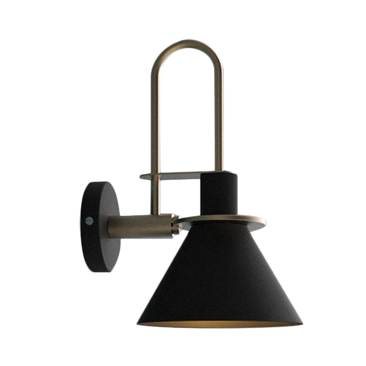 1-Lyskilde vegglampe antikk konemodell metall veggmontert i hvit/sort/grønn med håndtak for sengeside | Luvikno