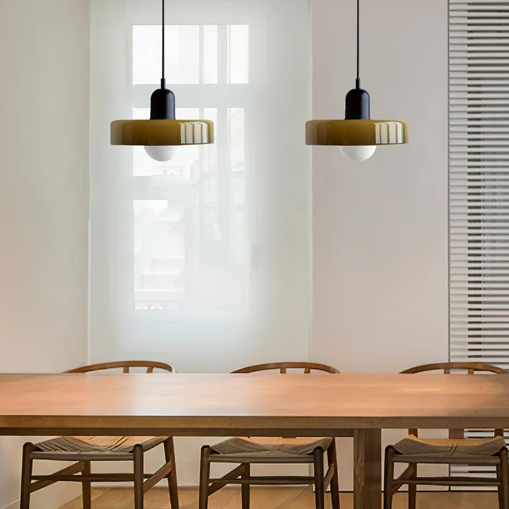 Bauhaus Inspirert Fargerik Glass Pendellampe Luvikno
