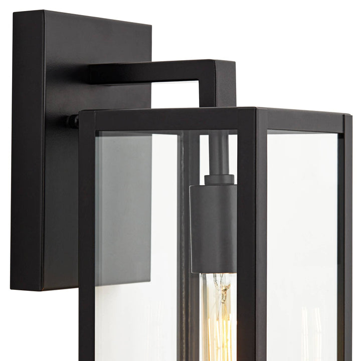 Luvikno | John Timberland Titan Moderne Utendørs Vegglampe, Svart Metall Med Klart Glasspanel