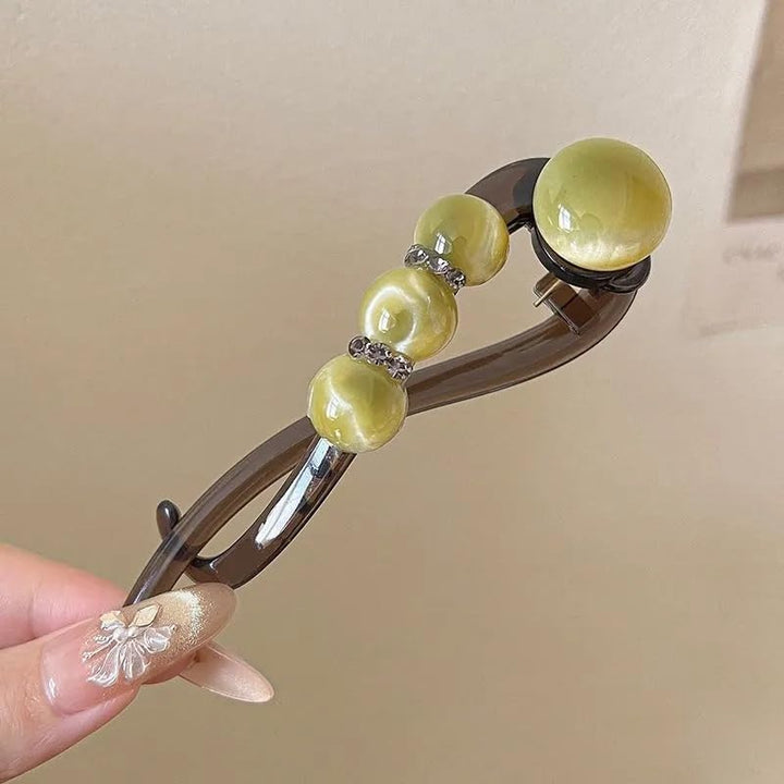 Elegant Rose Pearl Twist Hair Clip Luvikno