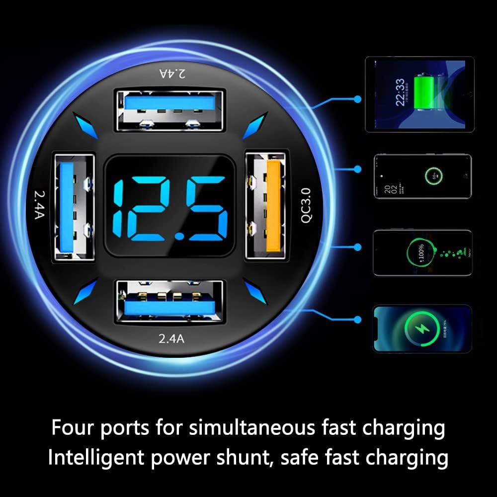 Luvikno | Bil Lader 66W Super Rask Lading med USB PD & QC 3.0 – Universell for 12-24V Sigarett Tenner