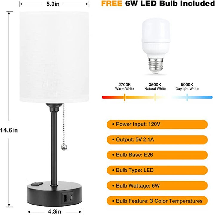 Luvikno | Elegant Bordlampe med Smarte Ladealternativer og Tre Farger
