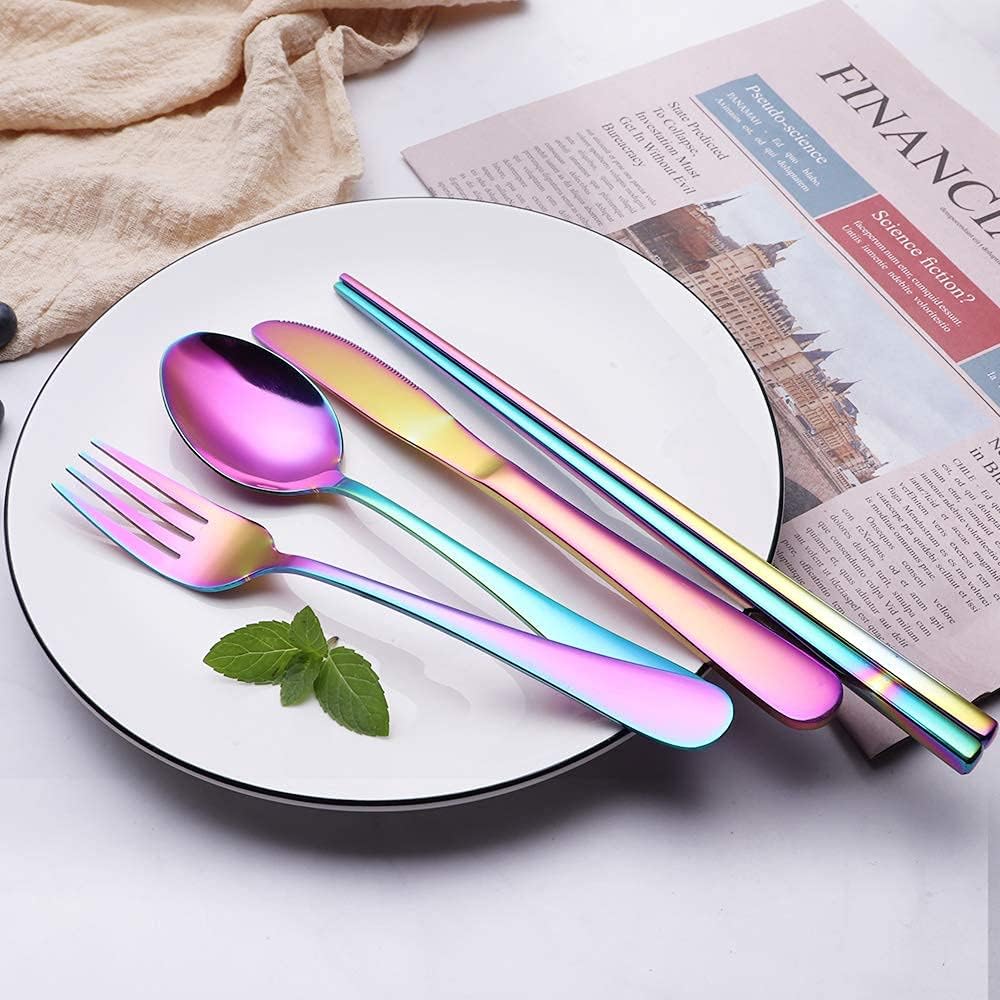 Luvikno | Bestikksett GoCutlery | 4-delt for på farten | Rustfritt stål & BPA-fritt | Med transportcase