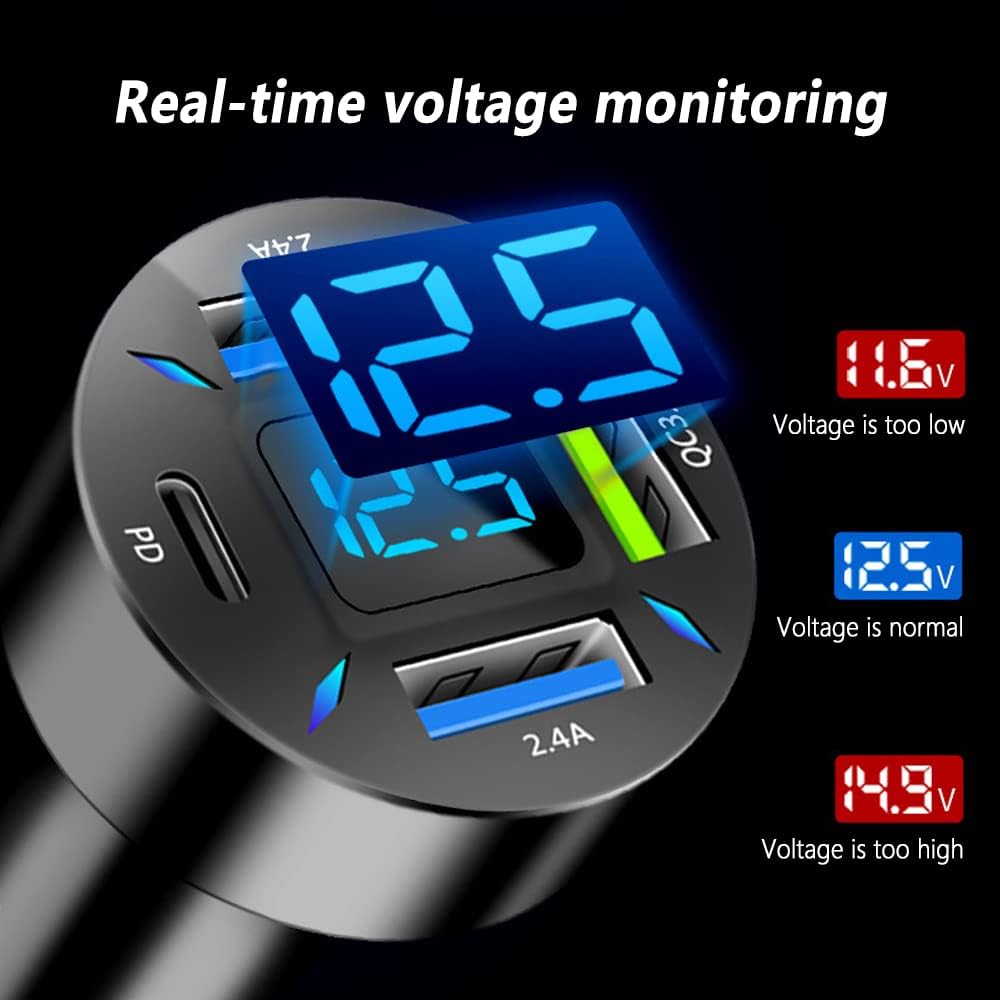 Luvikno | Bil Lader 66W Super Rask Lading med USB PD & QC 3.0 – Universell for 12-24V Sigarett Tenner