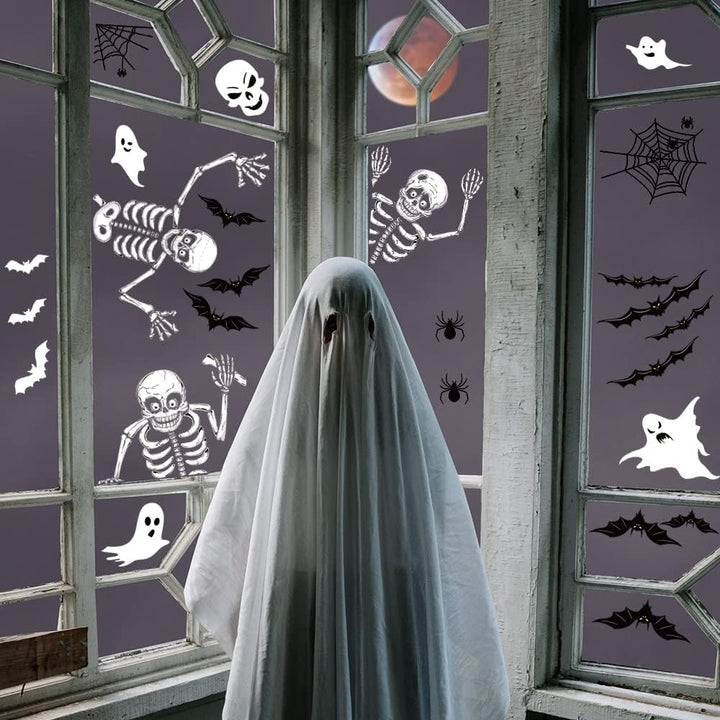 140PCS Halloween Vindu Klistermerker Dekor - Dobbeltsidige Avtakbare Klistremerker For Innendørs Halloween Fest Dekorasjoner Luvikno