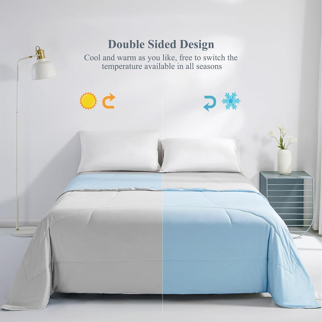 Ultra Soft Cloudy 3D Cooling Comforter  Extreme Q Max 0.5-Blå & Grå | Luvikno