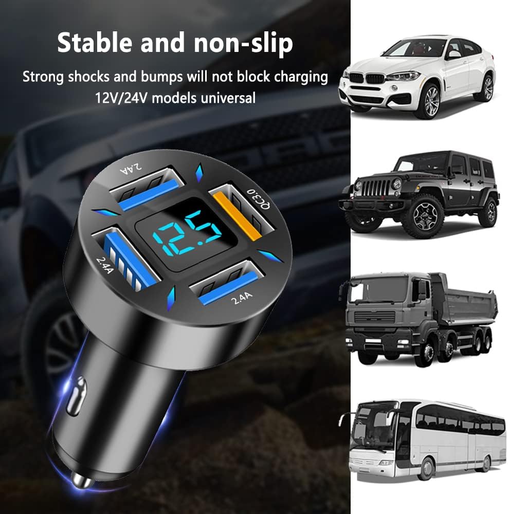Luvikno | Bil Lader 66W Super Rask Lading med USB PD & QC 3.0 – Universell for 12-24V Sigarett Tenner