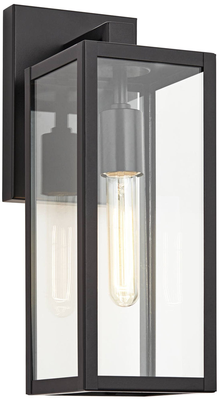 Luvikno | John Timberland Titan Moderne Utendørs Vegglampe, Svart Metall Med Klart Glasspanel