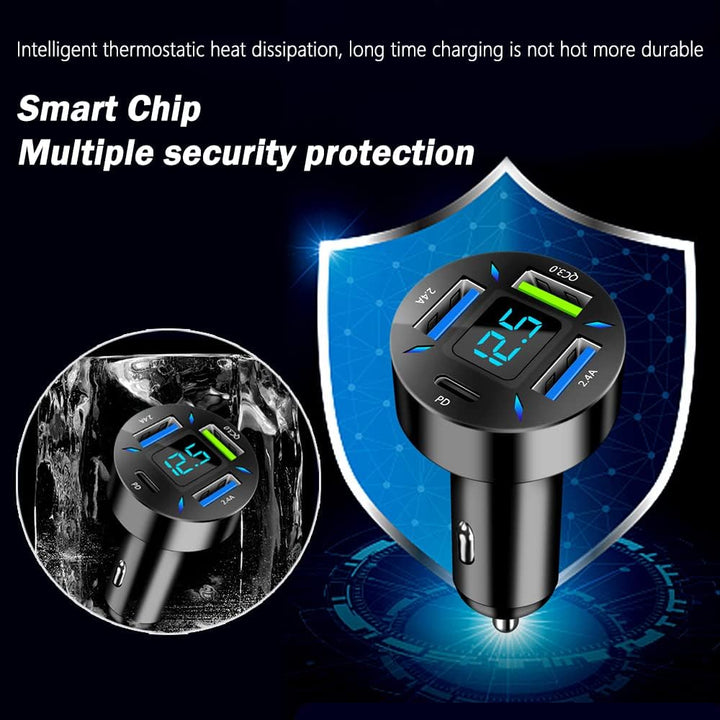 Luvikno | Bil Lader 66W Super Rask Lading med USB PD & QC 3.0 – Universell for 12-24V Sigarett Tenner