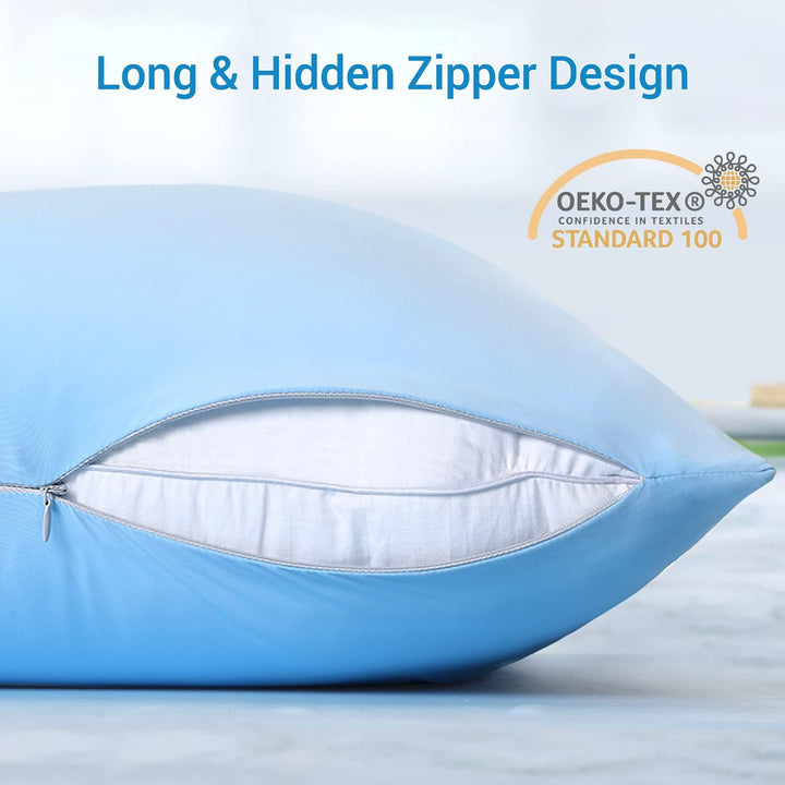 2-Pack Premium Silky Super Cooling Blue Pillowcases – Extreme Q-Max 0.5 | Luvikno