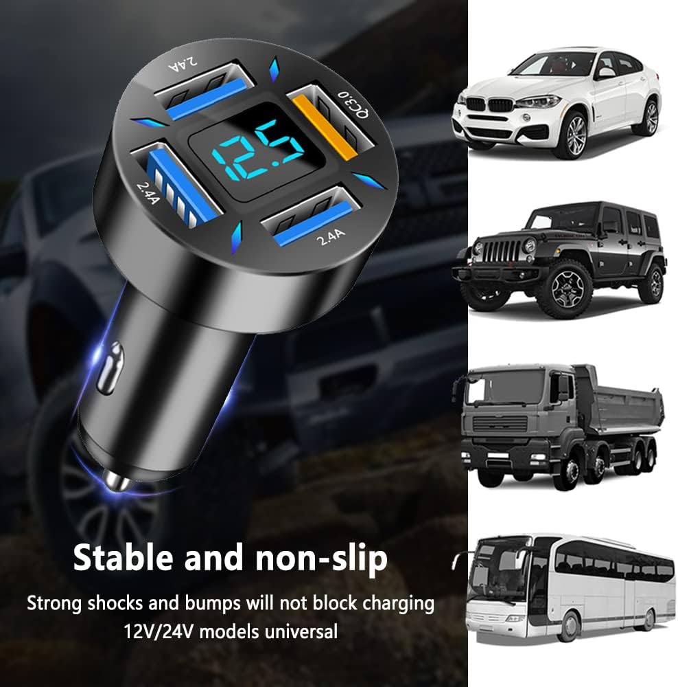 Luvikno | Bil Lader 66W Super Rask Lading med USB PD & QC 3.0 – Universell for 12-24V Sigarett Tenner