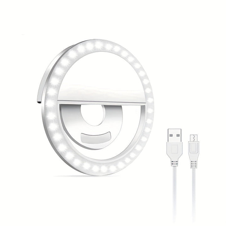 Luvikno | LED Selfie Ring Light med oppladbart batteri - Perfekt sirkelys for sminke og fotografering, kompatibel med telefoner og datamaskiner