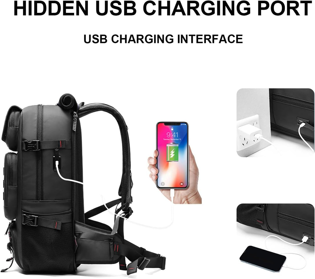 50L Vanntett reise ryggsekk med skomerke og USB-port | Luvikno