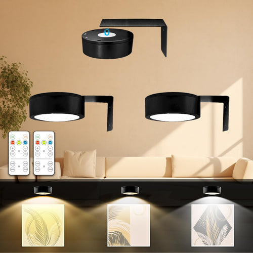 Luvikno | Arixinks 3Pack Bildebelysning Batteridrevet Med Fjernkontroll, Maleri Belysning For Kunst Med 3 Lysfarger & Dimmbar, Led Kunstvisning