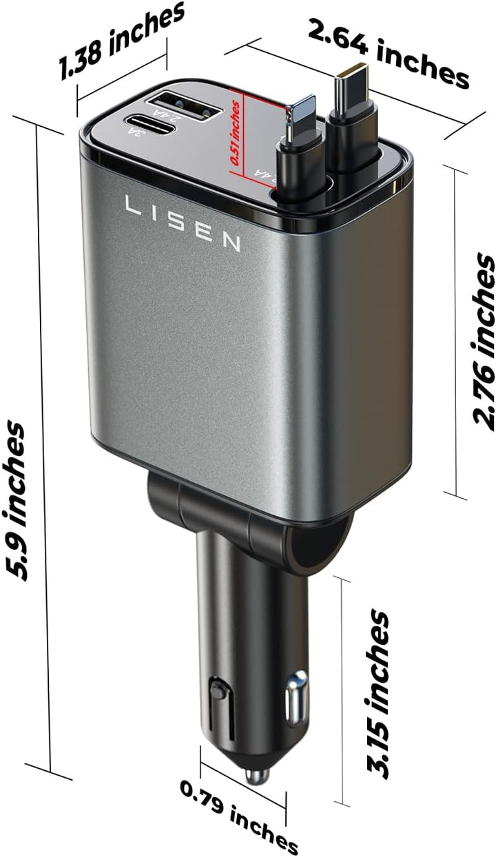 Luvikno | Sammenleggbart Bil-lader 69W USB C