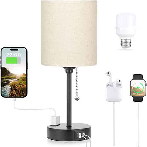 Luvikno | Elegant Bordlampe med Smarte Ladealternativer og Tre Farger
