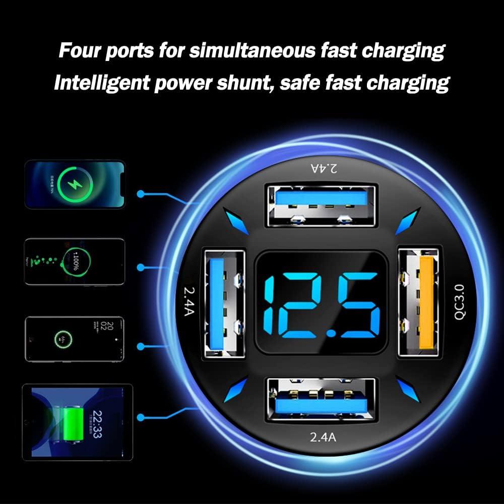 Luvikno | Bil Lader 66W Super Rask Lading med USB PD & QC 3.0 – Universell for 12-24V Sigarett Tenner