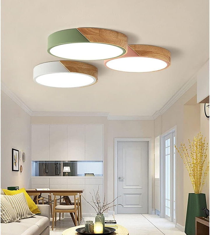 LED Taklampe med Treakent Ramme Luvikno