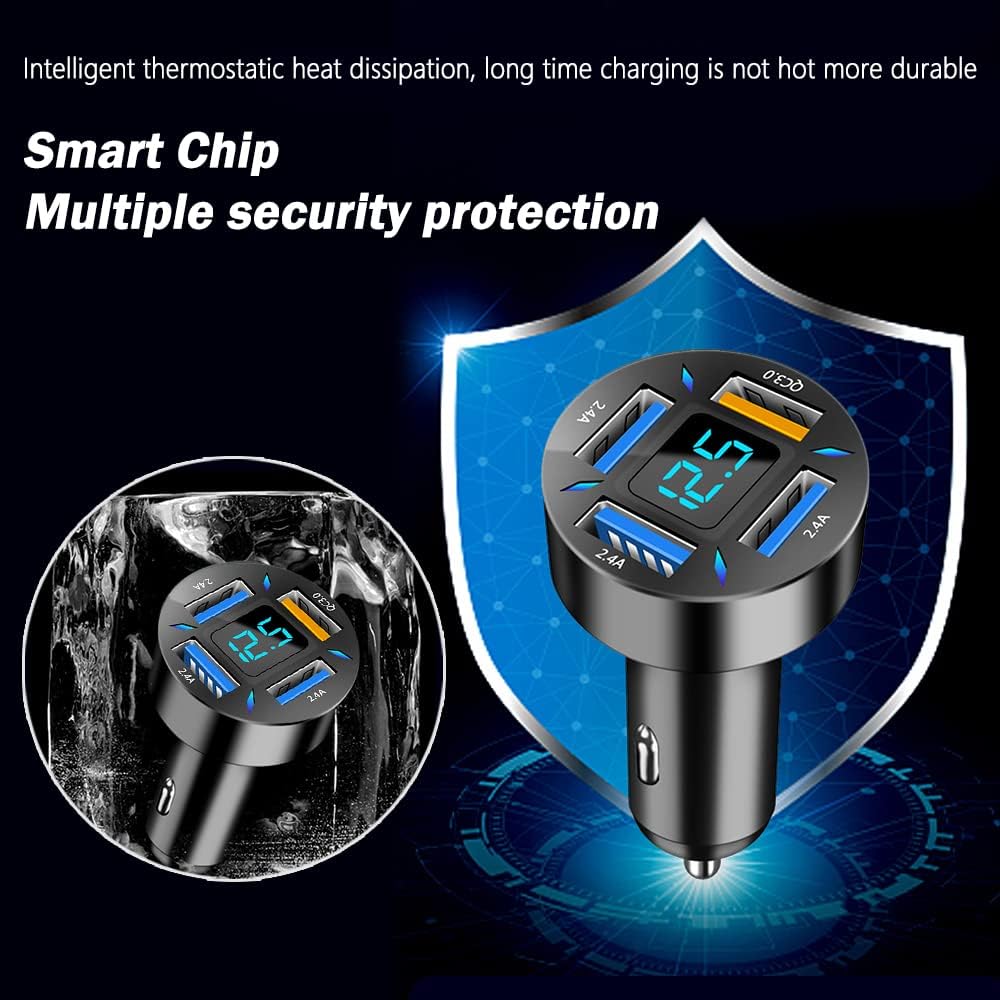 Luvikno | Bil Lader 66W Super Rask Lading med USB PD & QC 3.0 – Universell for 12-24V Sigarett Tenner