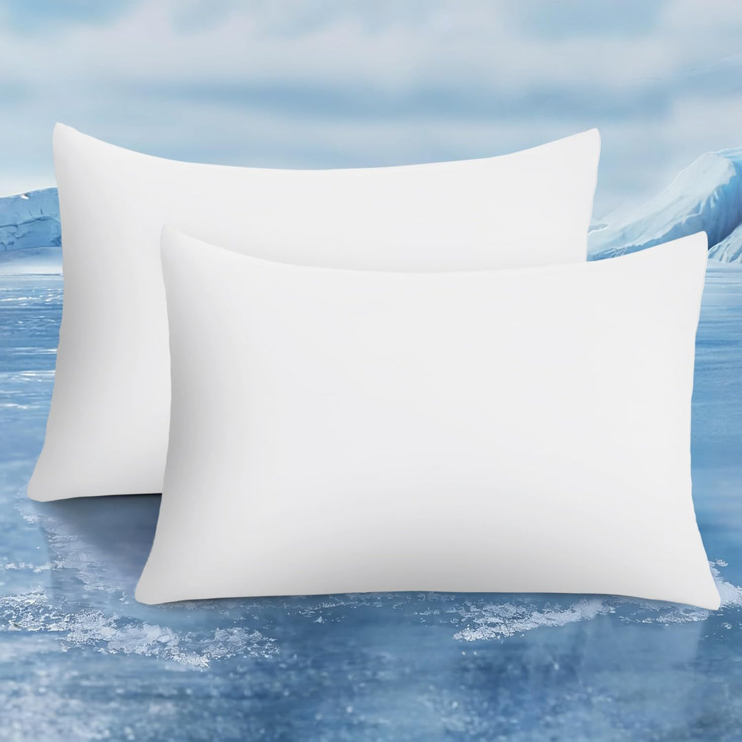 2-pack premium silke super kjøling hvite putevårder – ekstrem Q-Max 0.5 | Luvikno