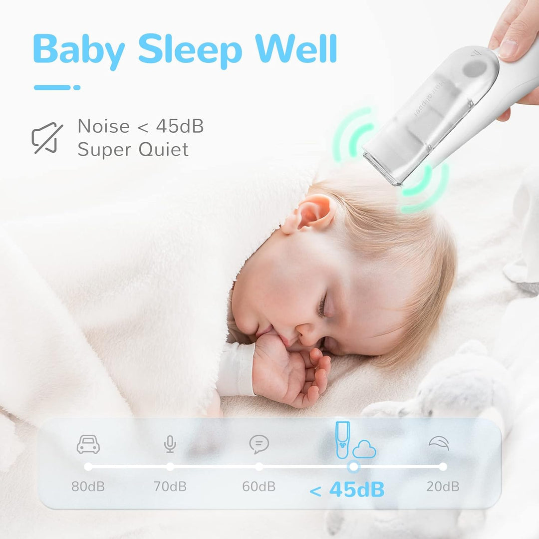 Baby-hårklipper med vakuumsystem – Vanntett oppladbar hårklipper med oppbevaringsboks | Luvikno