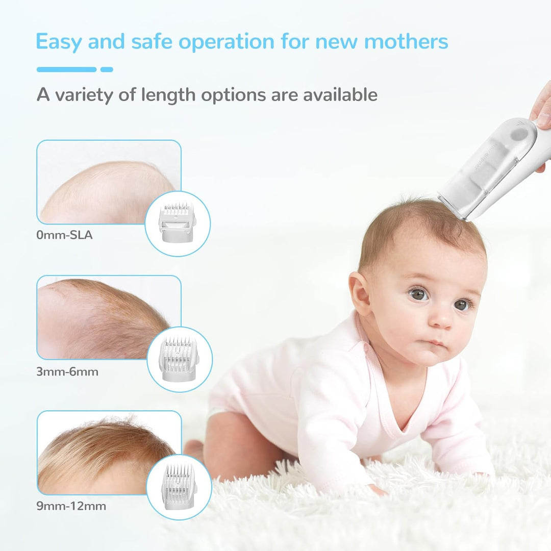 Baby-hårklipper med vakuumsystem – Vanntett oppladbar hårklipper med oppbevaringsboks | Luvikno
