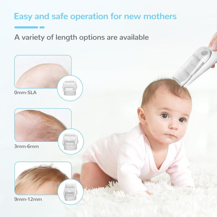 Baby-hårklipper med vakuumsystem – Vanntett oppladbar hårklipper med oppbevaringsboks | Luvikno
