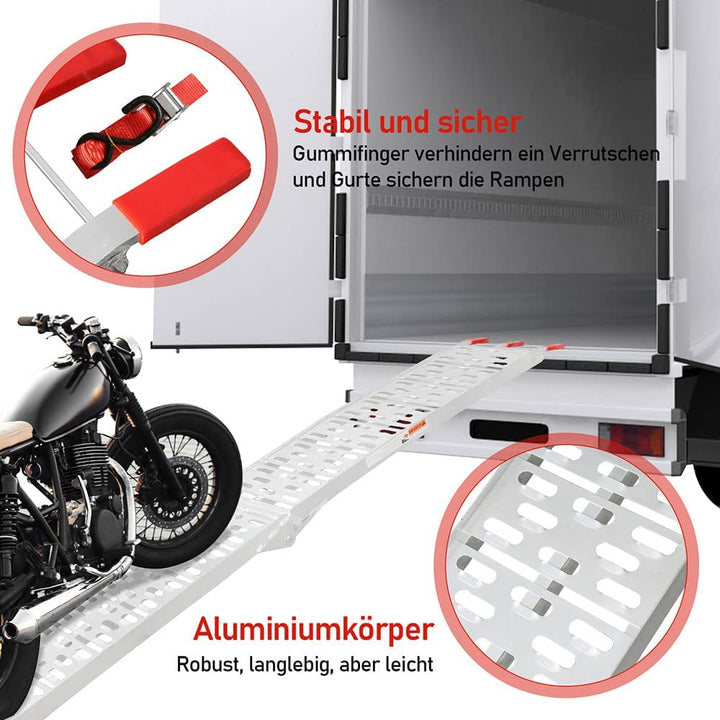 Folding Ramp 340kg Sammenleggbart Aluminium Laste Rampe Motorsykkel | Luvikno