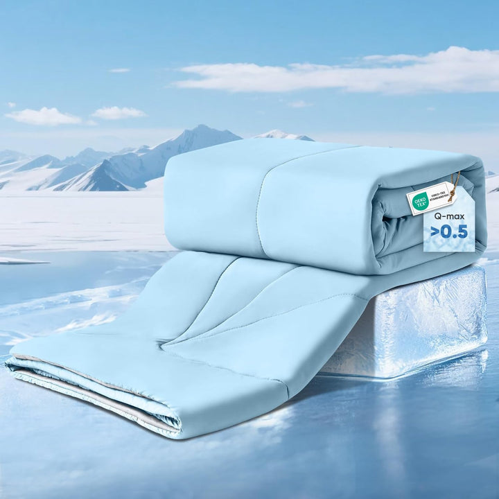 Ultra Soft Cloudy 3D Cooling Comforter Extreme Q Max 0.5-Lake Blue | Luvikno
