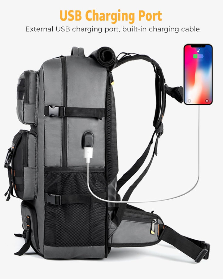 50L Flyklar Konverterbar Reise Ryggsekk med Skoparti & USB-port | Luvikno