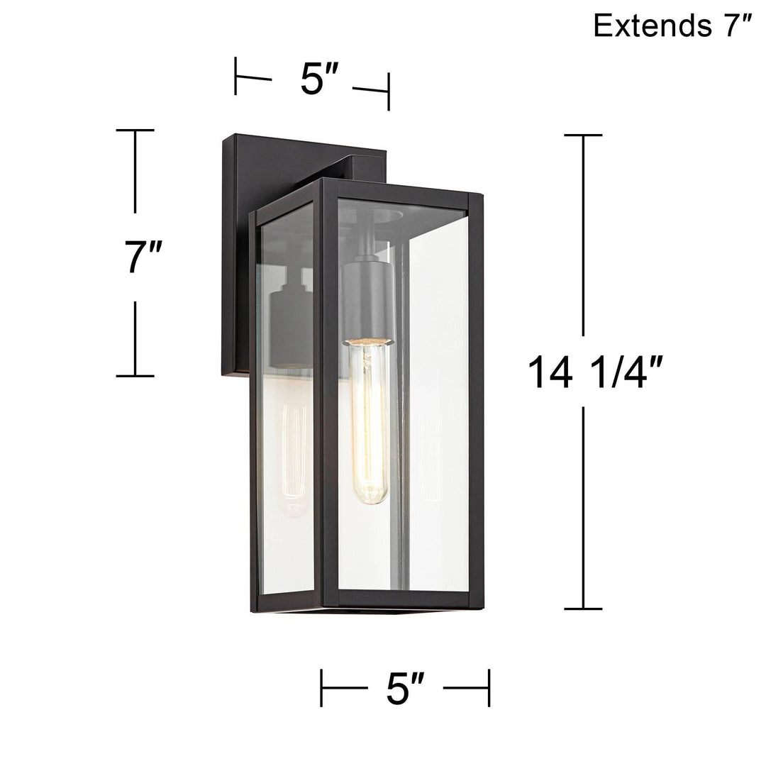 Luvikno | John Timberland Titan Moderne Utendørs Vegglampe, Svart Metall Med Klart Glasspanel