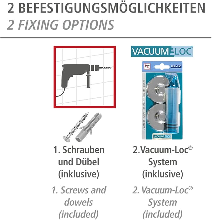 Luvikno | Vacuum-Loc Veggkroker Duo Capri – Borløs & Sterk Veggmontering for Bad & Kjøkken