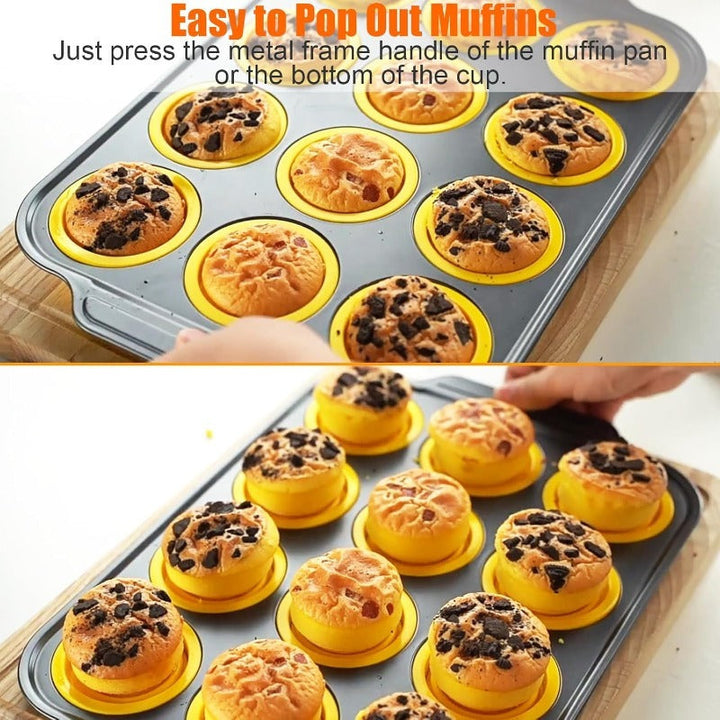 Pressemelding Silikon Muffinsform med Solid Metallramme Luvikno