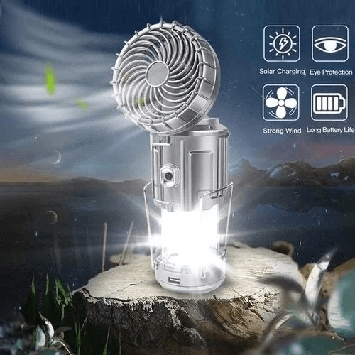 Portable Stretchable Solar Lithium Battery Electric Fan + Emergency Light | Luvikno