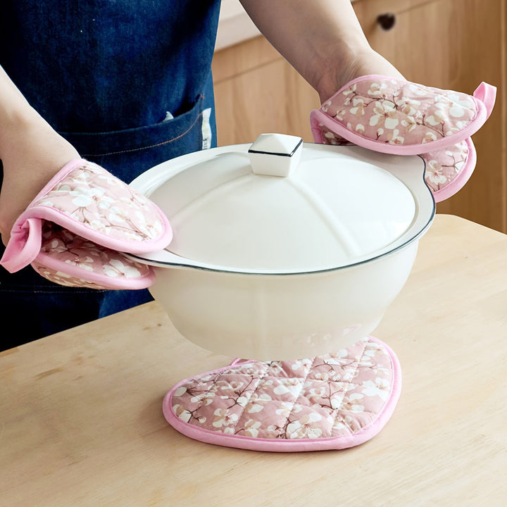 Luvikno | KeukenHart Varmeresistente Gryteklutsett – Dekorative Hjerteformede Grip Pads