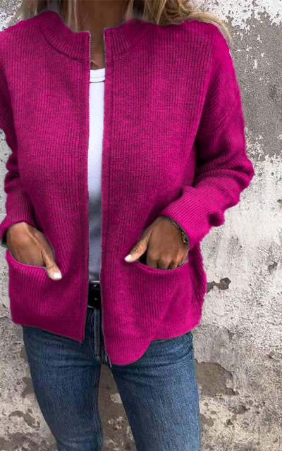 Luvik | Neuletakki - Pyöreä kaulus & Vetoketju - Pehmeä puuvilla