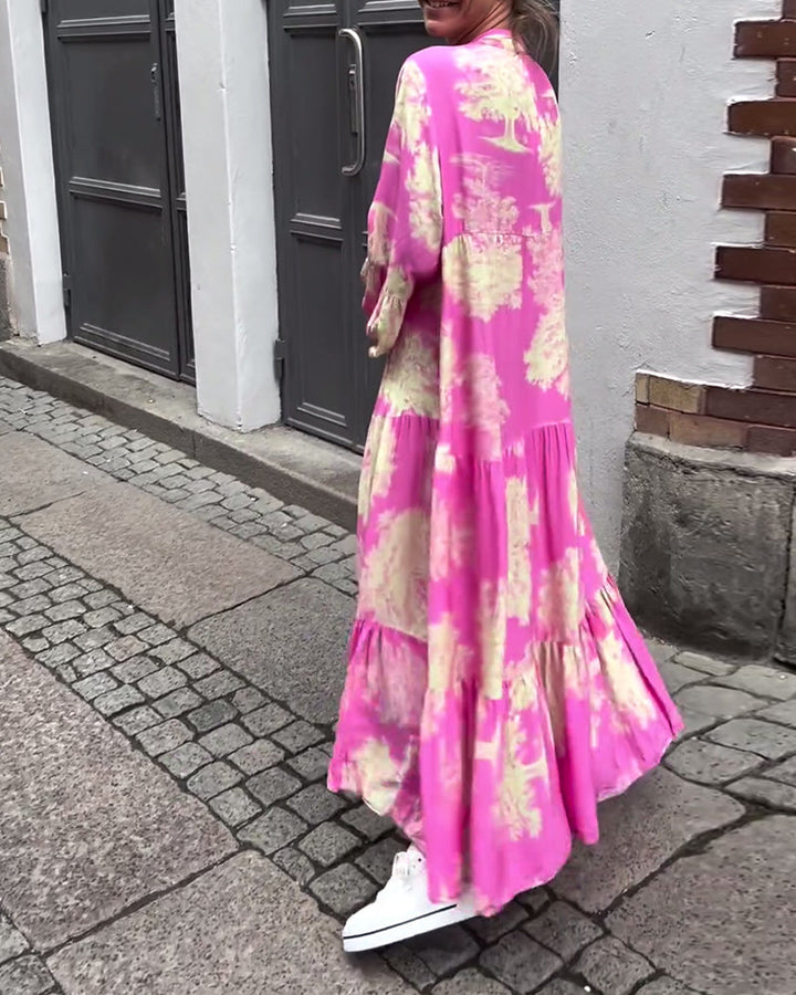 Luvik | Flair Pitkä mekko, jossa on heilahtelu ja printti