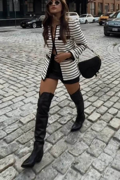 Luvik | Raidallinen Dickey-takki luonnonvalkoinen musta