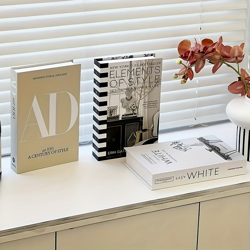ChicDecor - Sett med 3 elegante bøker for interiørstil Luvikno