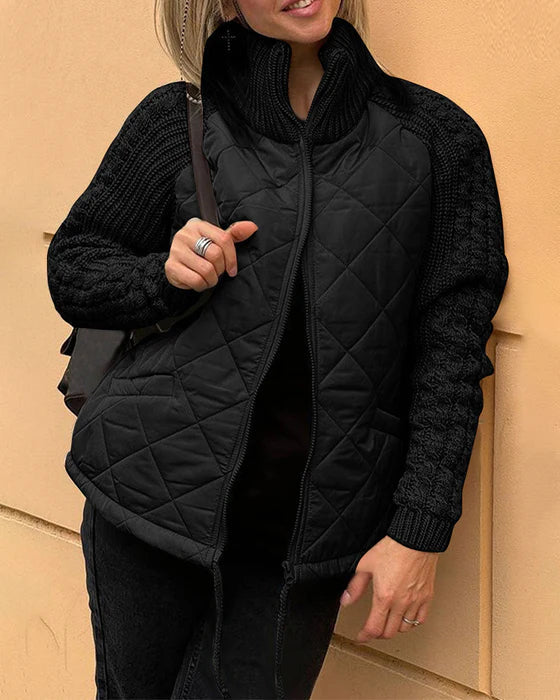 Luvik | Yksivärinen takki, jossa vetoketju ja korkea kaulus