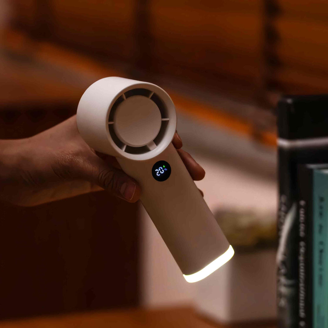 3600mAh USB Oppladbar Håndholdt Vifte med LED Lampe | Luvikno