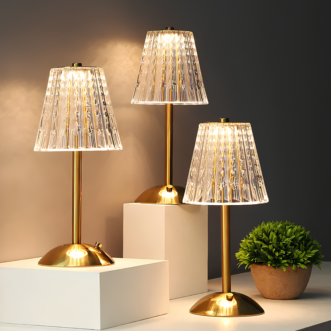 Golden Crystal Table Lamp - Aurora Luxe | Luvikno