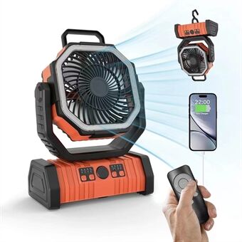PowerBreeze Campingvifte med LED & Powerbank – 20000mAh, roterbar & oppladbar | Luvikno