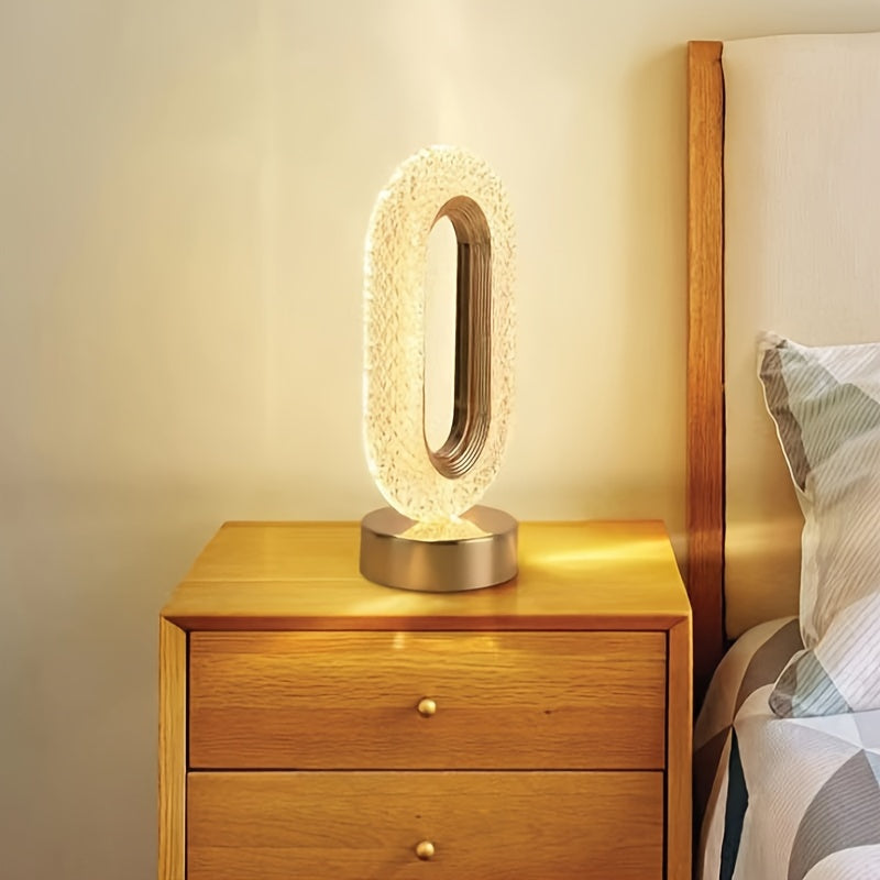 LuxeGlow – Elegant Oval Crystal Table Lamp Luvikno