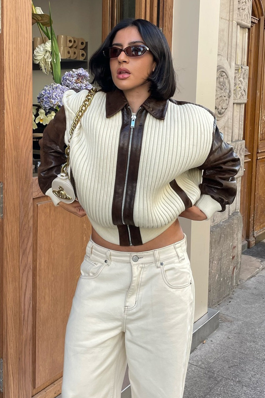 Luvik | Hihallinen Knitti- ja Nahkatakki