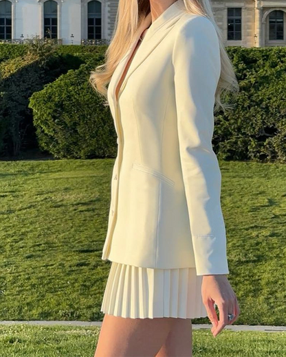 Luvik | Puku takki Pliseerattu lyhyt mekko puku