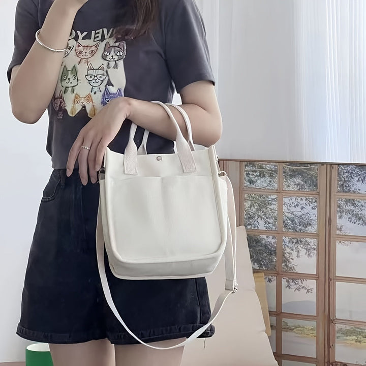 UrbanEase Canvas Slingbag – Hvit skulderveske med magnetlukking og justerbar stropp | Luvikno